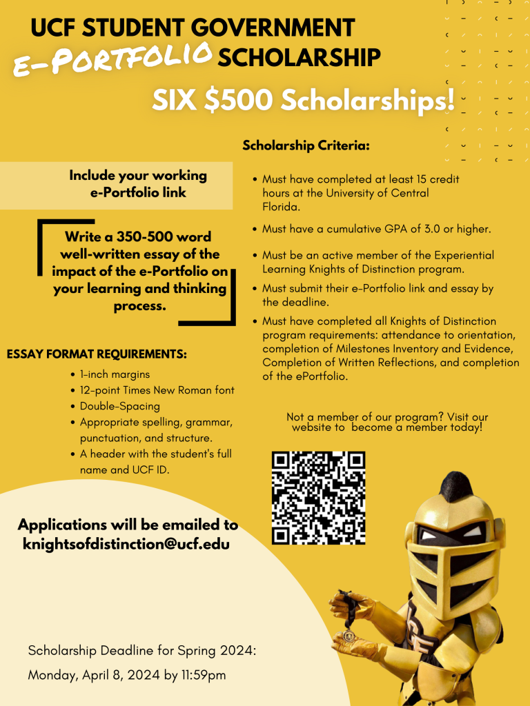 Flyer for the Spring 2024 ePortfolio Scholarship
